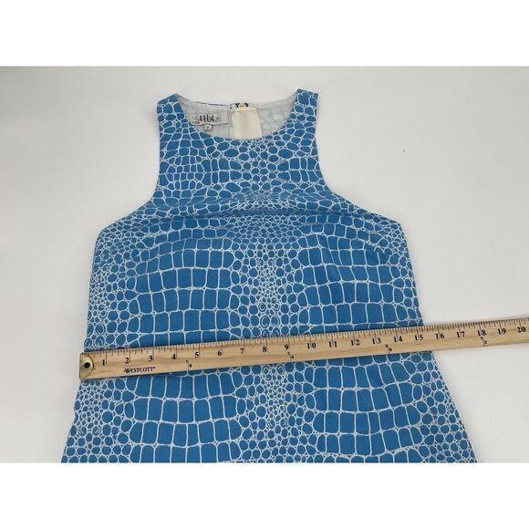 Tibi Mini Shift Racerback Dress Blue White Crocodile Print Women’s Size 2 - Picture 4 of 8